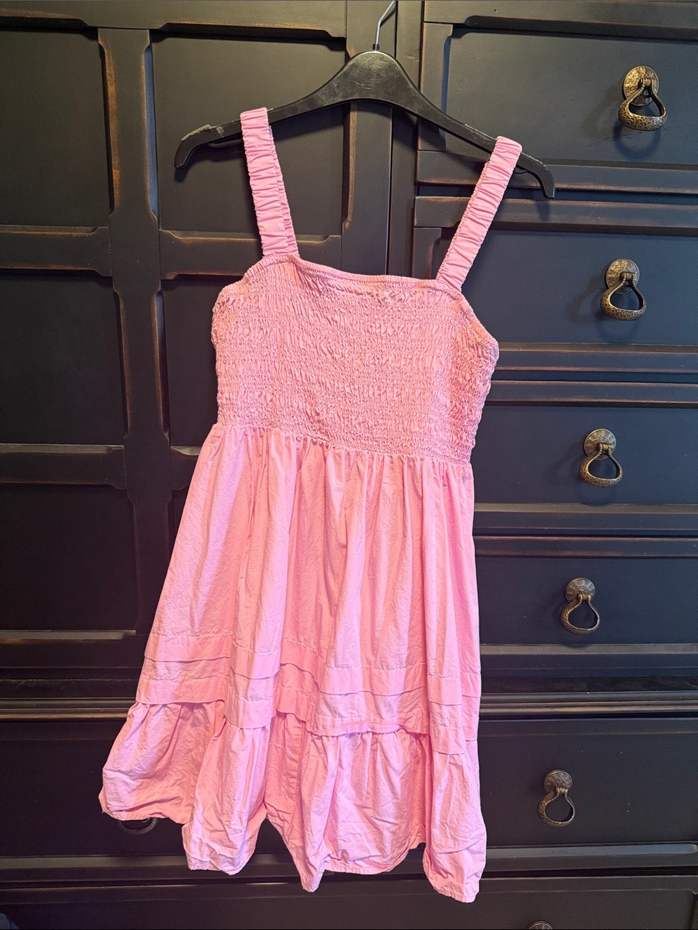 RD Style Pink Smocked Sundress with Ruffled Tier